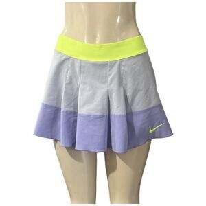 Nike Court Victory Pleated Tennis Skirt Neon Skort y2k Gray Purple Mini Stripe S